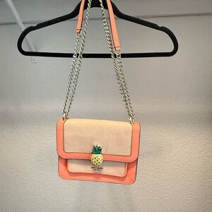 Kate Spade Tan and Orange Crossbody Bag with Pineapple Accent